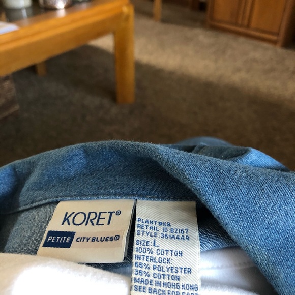 NWOT-Koret Denim 2in1 Short Sleeve Top-Sz LP-Embr. - Picture 7 of 8